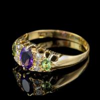 Antique Edwardian Suffragette Ring 18ct Gold Amethyst Diamond Peridot Dated 1903 (5 of 6) Antique Edwardian Suffragette Ring 18ct Gold Amethyst Diamond Peridot Dated 1903 (5 of 6)