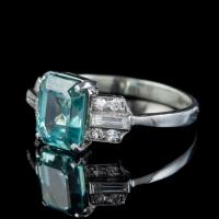 Art Deco Blue Zircon Diamond Ring Platinum 2.80ct Emerald Cut Zircon c.1920 (5 of 5) Art Deco Blue Zircon Diamond Ring Platinum 2.80ct Emerald Cut Zircon c.1920 (5 of 5)