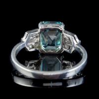 Art Deco Blue Zircon Diamond Ring Platinum 2.80ct Emerald Cut Zircon c.1920 (3 of 5) Art Deco Blue Zircon Diamond Ring Platinum 2.80ct Emerald Cut Zircon c.1920 (3 of 5)