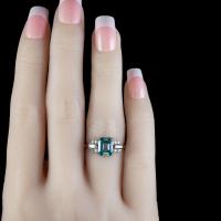Art Deco Blue Zircon Diamond Ring Platinum 2.80ct Emerald Cut Zircon c.1920 (4 of 5) Art Deco Blue Zircon Diamond Ring Platinum 2.80ct Emerald Cut Zircon c.1920 (4 of 5)