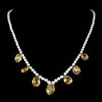 Antique Victorian Citrine Pearl Necklace c.1890 (4 of 5) Antique Victorian Citrine Pearl Necklace c.1890 (4 of 5)