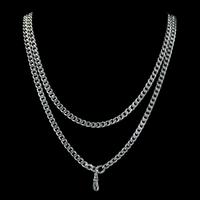 Antique Victorian Long Curb Guard Chain Sterling Silver circa 1900 (4 of 6) Antique Victorian Long Curb Guard Chain Sterling Silver circa 1900 (4 of 6)