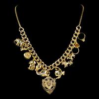 Vintage Gold Charm Necklace 9ct Gold 12 Charms & Medallion Dated 1920 (11 of 11) Vintage Gold Charm Necklace 9ct Gold 12 Charms & Medallion Dated 1920 (11 of 11)