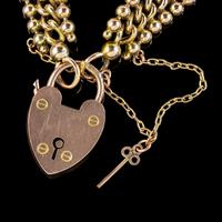 Antique Edwardian Padlock and Key Bracelet 9ct Gold Lewis Brothers Dated 1903 (6 of 6) Antique Edwardian Padlock and Key Bracelet 9ct Gold Lewis Brothers Dated 1903 (6 of 6)