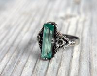 Vintage Art Deco Sterling Silver & Green Glass Ring, Possibly American (3 of 10) Vintage Art Deco Sterling Silver & Green Glass Ring, Possibly American (3 of 10)