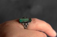 Vintage Art Deco Sterling Silver & Green Glass Ring, Possibly American (8 of 10) Vintage Art Deco Sterling Silver & Green Glass Ring, Possibly American (8 of 10)