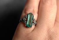 Vintage Art Deco Sterling Silver & Green Glass Ring, Possibly American (10 of 10) Vintage Art Deco Sterling Silver & Green Glass Ring, Possibly American (10 of 10)