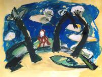 Original Gouache Painting 'Figure Among Trees' by Doreen Heaton Potworowski Initialled & Framed c.1970 (2 of 2) Original Gouache Painting 'Figure Among Trees' by Doreen Heaton Potworowski Initialled & Framed c.1970 (2 of 2)