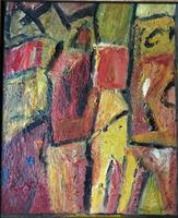 Original Oil Painting on Board 'Two Figures'' by Doreen Heaton Potworowski 1930-2014. Initialled & Framed c.1970 (2 of 2) Original Oil Painting on Board 'Two Figures'' by Doreen Heaton Potworowski 1930-2014. Initialled & Framed c.1970 (2 of 2)