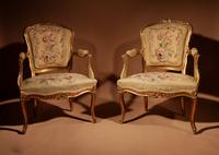 Louis XV Style Finely Carved Gildwood & Original Aubusson Tapestry Cabriolet Pair of Armchairs, 19th Century (2 of 18) Louis XV Style Finely Carved Gildwood & Original Aubusson Tapestry Cabriolet Pair of Armchairs, 19th Century (2 of 18)