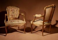 Louis XV Style Finely Carved Gildwood & Original Aubusson Tapestry Cabriolet Pair of Armchairs, 19th Century (9 of 18) Louis XV Style Finely Carved Gildwood & Original Aubusson Tapestry Cabriolet Pair of Armchairs, 19th Century (9 of 18)