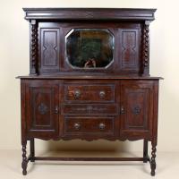Edwardian Arts & Crafts Ebonised Carved Mirrored Oak Sideboard (5 of 11) Edwardian Arts & Crafts Ebonised Carved Mirrored Oak Sideboard (5 of 11)