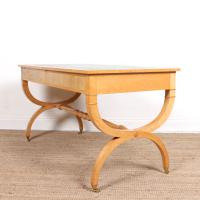 Maple Leather Library Desk Large Standalone Writing Table (13 of 13) Maple Leather Library Desk Large Standalone Writing Table (13 of 13)