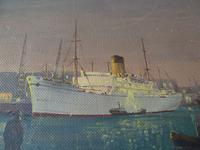 Fine Mid Century Oil on Board "Shipping Scene" by R.E.Hyett - 1950s (3 of 6) Fine Mid Century Oil on Board "Shipping Scene" by R.E.Hyett - 1950s (3 of 6)