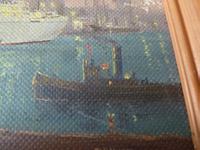 Fine Mid Century Oil on Board "Shipping Scene" by R.E.Hyett - 1950s (5 of 6) Fine Mid Century Oil on Board "Shipping Scene" by R.E.Hyett - 1950s (5 of 6)