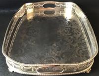 Large Chased Silver Plated Gallery Butlers Tray (2 of 4) Large Chased Silver Plated Gallery Butlers Tray (2 of 4)