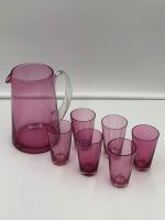 Antique Cranberry Jug with 6 Antique Glasses (2 of 4) Antique Cranberry Jug with 6 Antique Glasses (2 of 4)
