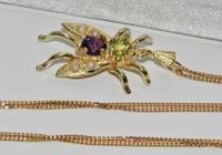 Suffragette 9ct Gold & Silver Amethyst Pearl & Peridot Bee Insect Pendant & Chain (2 of 2) Suffragette 9ct Gold & Silver Amethyst Pearl & Peridot Bee Insect Pendant & Chain (2 of 2)