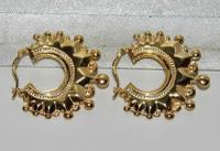 9ct Gold Spiked Large Victorian Style Creole Hoop Ladies Earrings (2 of 2) 9ct Gold Spiked Large Victorian Style Creole Hoop Ladies Earrings (2 of 2)