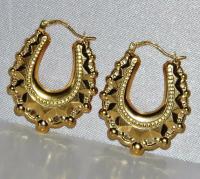 9ct Yellow Gold Victorian Style Creole Earrings (3 of 3) 9ct Yellow Gold Victorian Style Creole Earrings (3 of 3)