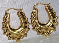 9ct Yellow Gold Victorian Style Creole Earrings (2 of 3) 9ct Yellow Gold Victorian Style Creole Earrings (2 of 3)