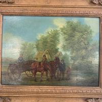 Antique Landscape Oil Painting in Gesso Frame of Farm Scene with Horses & Cart Signed W F Price '2 of 2' (3 of 9) Antique Landscape Oil Painting in Gesso Frame of Farm Scene with Horses & Cart Signed W F Price '2 of 2' (3 of 9)
