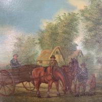 Antique Landscape Oil Painting in Gesso Frame of Farm Scene with Horses & Cart Signed W F Price '2 of 2' (4 of 9) Antique Landscape Oil Painting in Gesso Frame of Farm Scene with Horses & Cart Signed W F Price '2 of 2' (4 of 9)