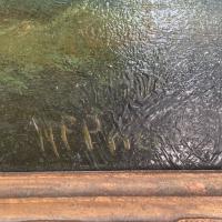 Antique Landscape Oil Painting in Gesso Frame of Farm Scene with Horses & Cart Signed W F Price '2 of 2' (6 of 9) Antique Landscape Oil Painting in Gesso Frame of Farm Scene with Horses & Cart Signed W F Price '2 of 2' (6 of 9)