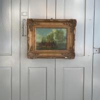 Antique Landscape Oil Painting in Gesso Frame of Farm Scene with Horses & Cart Signed W F Price '2 of 2' (9 of 9) Antique Landscape Oil Painting in Gesso Frame of Farm Scene with Horses & Cart Signed W F Price '2 of 2' (9 of 9)