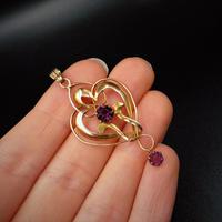 Antique Amethyst Paste 9ct 9K Yellow Gold Lavalier Pendant (8 of 8) Antique Amethyst Paste 9ct 9K Yellow Gold Lavalier Pendant (8 of 8)