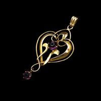 Antique Amethyst Paste 9ct 9K Yellow Gold Lavalier Pendant (2 of 8) Antique Amethyst Paste 9ct 9K Yellow Gold Lavalier Pendant (2 of 8)