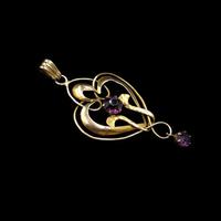 Antique Amethyst Paste 9ct 9K Yellow Gold Lavalier Pendant (3 of 8) Antique Amethyst Paste 9ct 9K Yellow Gold Lavalier Pendant (3 of 8)