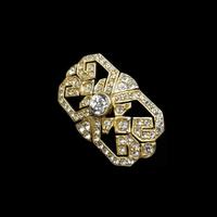 Vintage Old Cut Paste Gold On Silver Oblong Fancy Brooch Pin (3 of 6) Vintage Old Cut Paste Gold On Silver Oblong Fancy Brooch Pin (3 of 6)