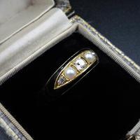 Antique Victorian Black Enamel Diamond & Pearl 18ct Gold Mourning Ring Band (2 of 10) Antique Victorian Black Enamel Diamond & Pearl 18ct Gold Mourning Ring Band (2 of 10)