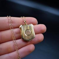 Antique Shield Striped 9ct Yellow Gold Photo Locket & Chain Necklace (9 of 9) Antique Shield Striped 9ct Yellow Gold Photo Locket & Chain Necklace (9 of 9)