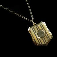 Antique Shield Striped 9ct Yellow Gold Photo Locket & Chain Necklace (2 of 9) Antique Shield Striped 9ct Yellow Gold Photo Locket & Chain Necklace (2 of 9)