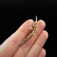 Antique Pearl Flower Crescent Moon 9ct 9K Gold Brooch Pin (5 of 5) Antique Pearl Flower Crescent Moon 9ct 9K Gold Brooch Pin (5 of 5)