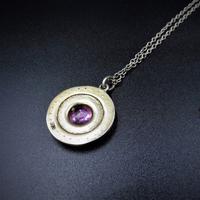 Antique Pink Paste Sterling Silver Round Halo Pendant Necklace (6 of 9) Antique Pink Paste Sterling Silver Round Halo Pendant Necklace (6 of 9)