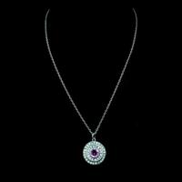 Antique Pink Paste Sterling Silver Round Halo Pendant Necklace (2 of 9) Antique Pink Paste Sterling Silver Round Halo Pendant Necklace (2 of 9)